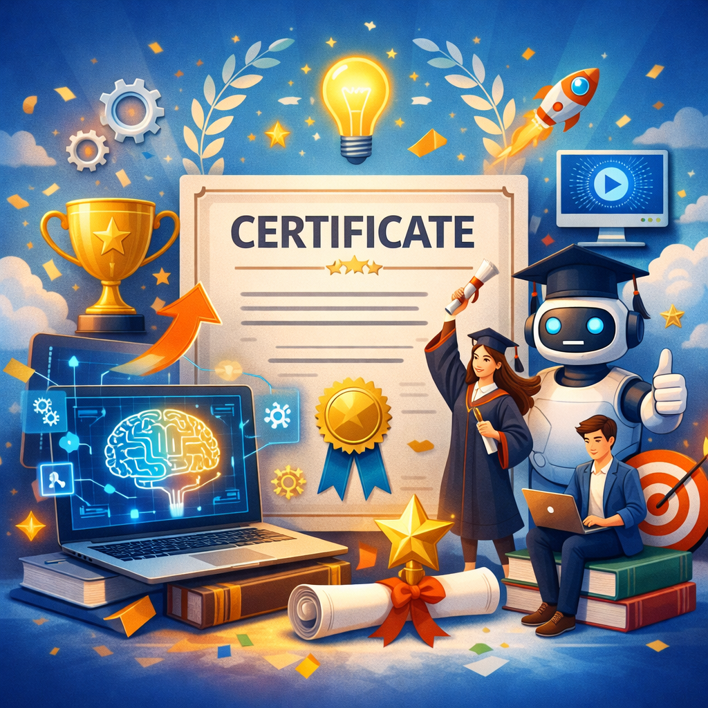 Certificate achievement illustration